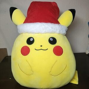 Pokémon Pikachu 17" Squishmallow Holiday Plush Santa Hat * CLEAN